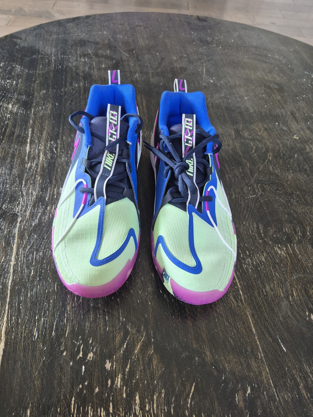 Nike Youth Obsidian Vapor Green/Hyper Royal/Hyper Violet Basketball Shoes